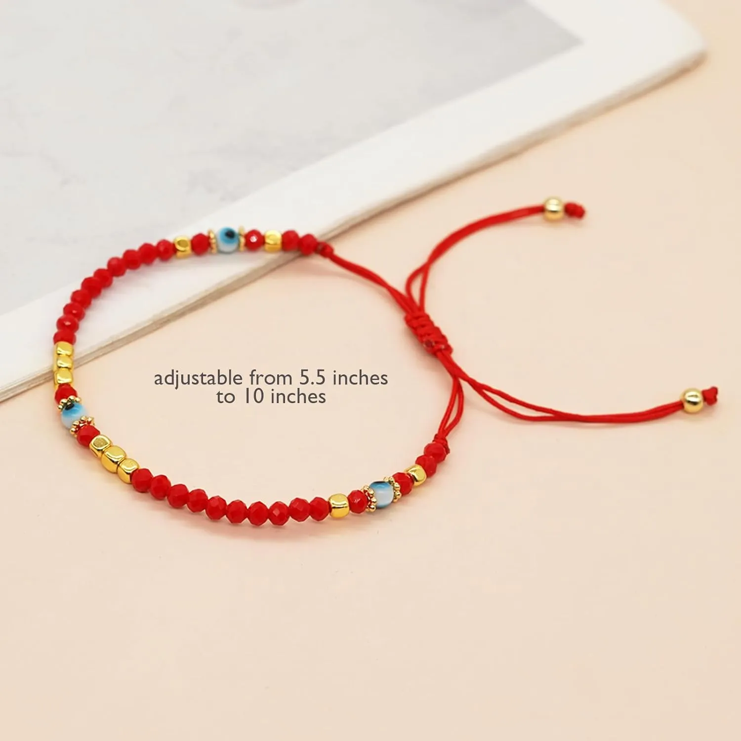 Evil Eye Beaded Charm Braided Bracelets for Women, Cute Handmade Beads Adjustable Red Rope Lucky Protection Bracelet Friendship Holiday Jewelry Gift