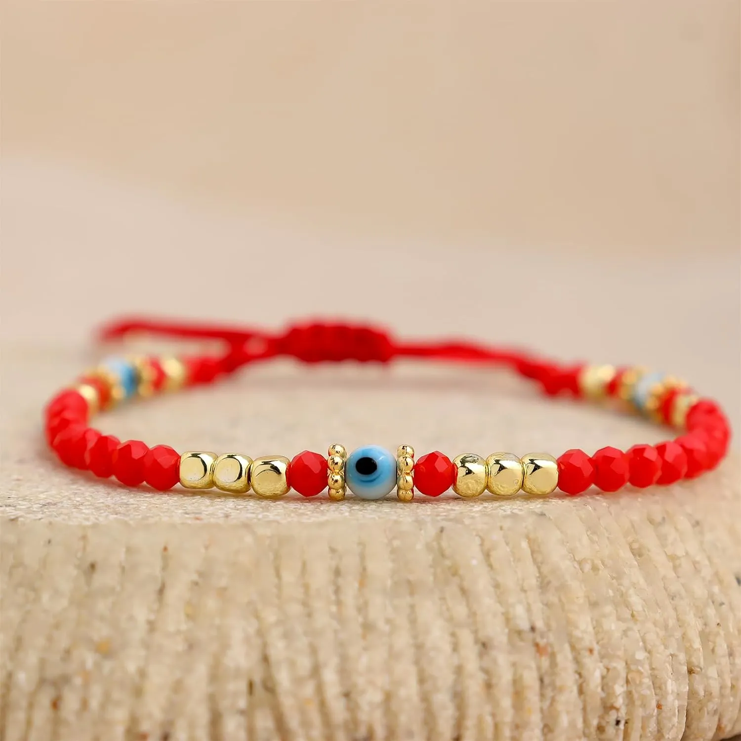 Evil Eye Beaded Charm Braided Bracelets for Women, Cute Handmade Beads Adjustable Red Rope Lucky Protection Bracelet Friendship Holiday Jewelry Gift