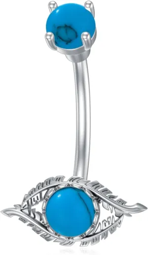 Evil Eye Belly Button Ring 925 Sterling Silver Real Turquoise Navel Piercing Protection Lucky Amulet Jewelry Gifts for Women Wife