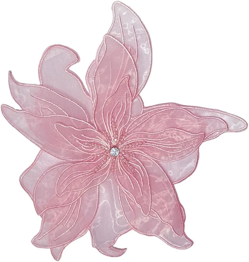 Exaggerated Organza Fabric Flower Brooch Pin for Women Girls Fashion Dainty Layered Big Beaded Corsage Boutonniere Brooches Lapel Pins Delicate Wedding Birthday Holiday Dress Accessories Jewelry Gift