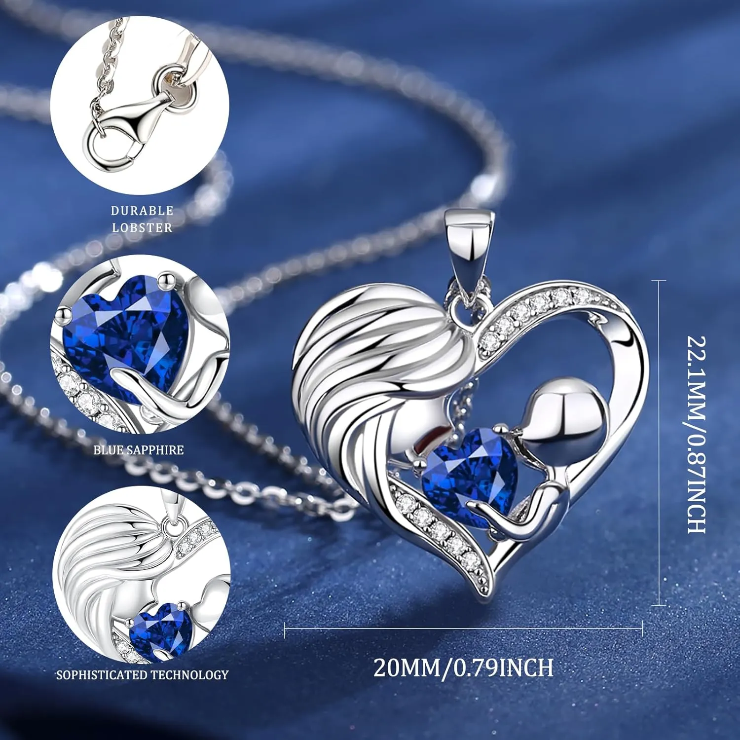 FANCIME Mom Birthstone Necklace Mother and Child Love Heart Necklace I Love You Mom Gifts Mothers Day Birthstone Jewelry Gifts for Grandmother Women Wife, 16" 2" Inches