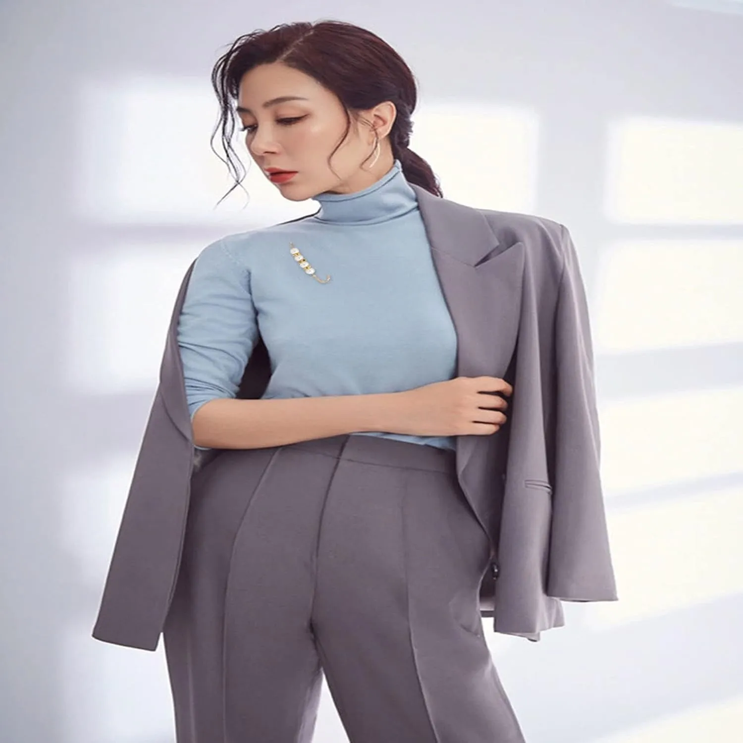 Fashion Pearl Brooch,Sweater Shawl Clip Double Faux Pearl Brooches Waist Pants Extender Safety Pins 4-14Pcs