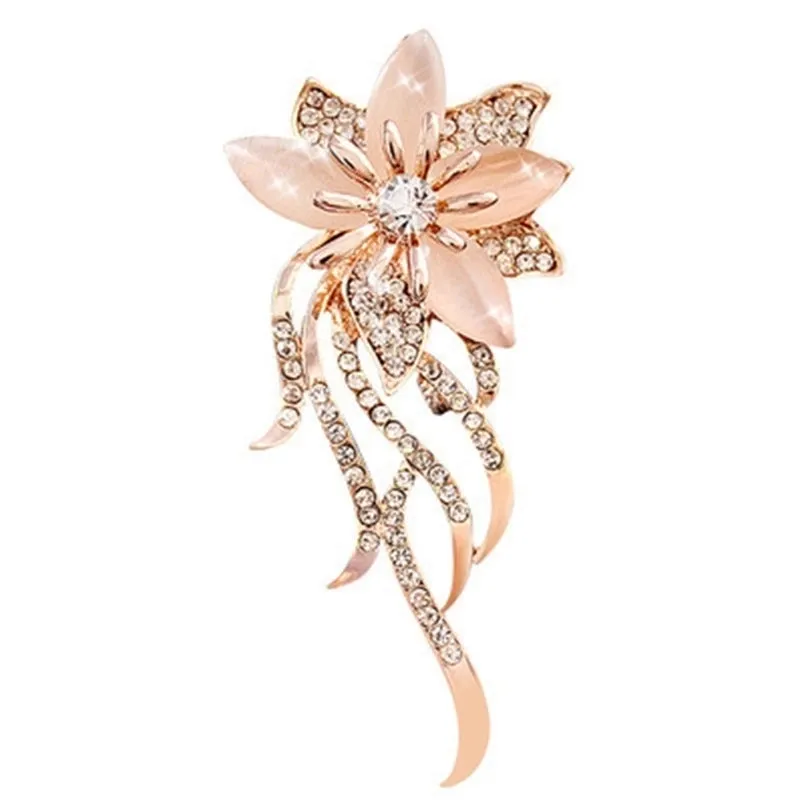 Fashion Pin Cat Flower Butterfly Imitation Pearl Alloy Inlay Rhinestones Opal Women'S Brooches