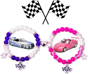 Fast Furious Movie Bracelets For Couples,Valentines Day Gifts For Her/Him,Matching Heart Charm Bracelets Gifts For Best Friend,Friendship Jewelry To Sister BestieLong Distance Gift For Bf Gf