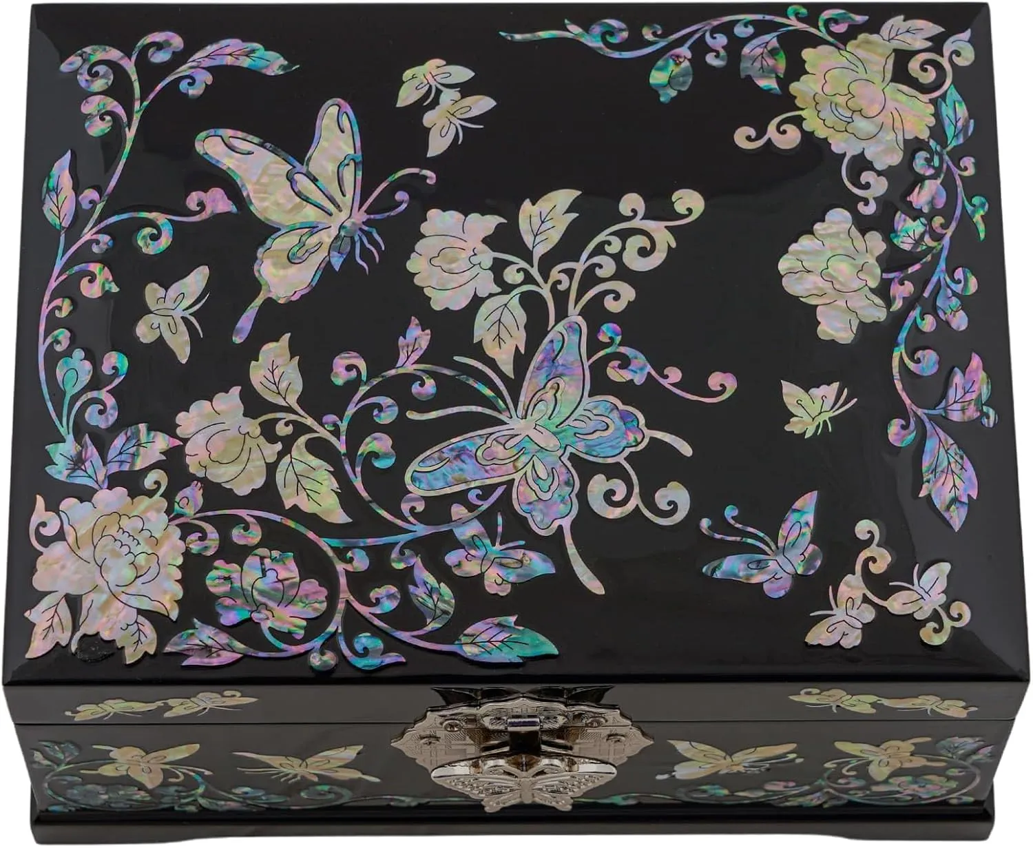 February Mountain Mother of Pearl Jewelry Box - Gifts for Mom Wife Girlfriend Her on Mothers Day Anniversary Birthday Gifts for Women Wooden Keepsake Treasure Box