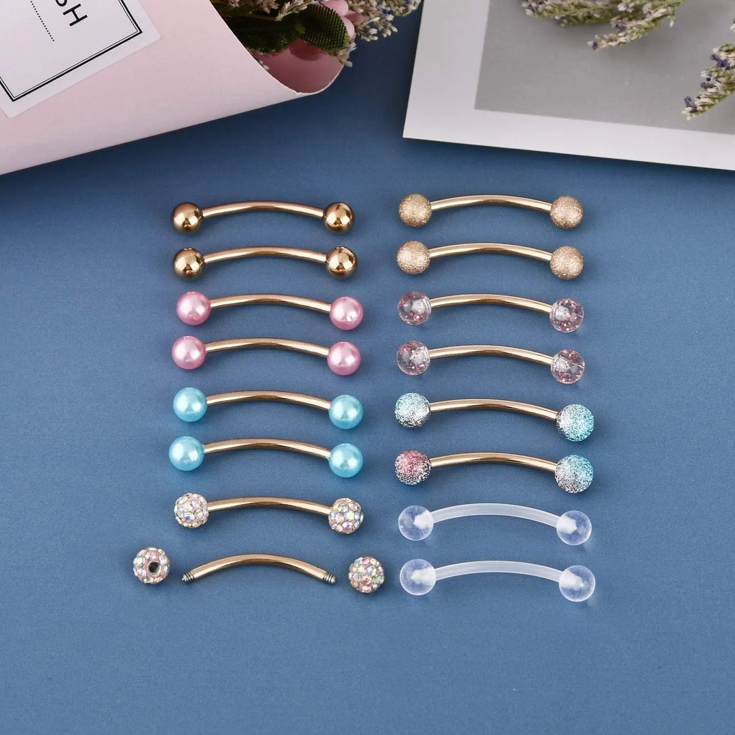 FECTAS 14g Stainless steel Nipple Rings Curved Barbell Piercing Jewelry Petite Belly Button Rings Curved Barbells for Women Men