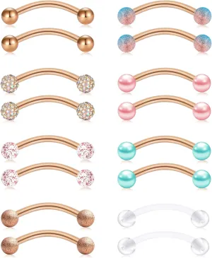 FECTAS 14g Stainless steel Nipple Rings Curved Barbell Piercing Jewelry Petite Belly Button Rings Curved Barbells for Women Men