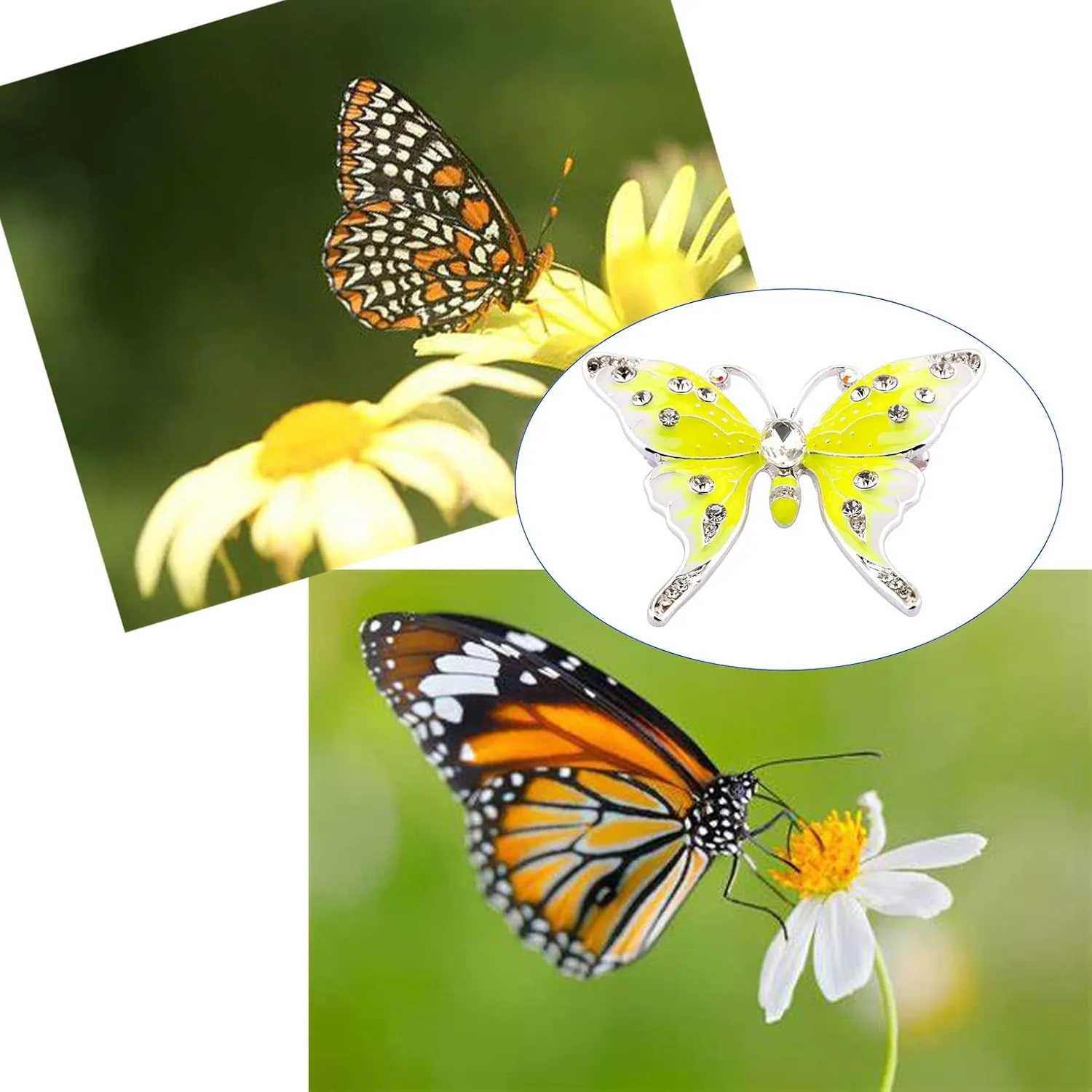 FEELMEM Crystal Rhinestone Butterfly Brooch Pin Blue Color Butterfly Brooches for For Women Wedding/Banquet/Birthday Party
