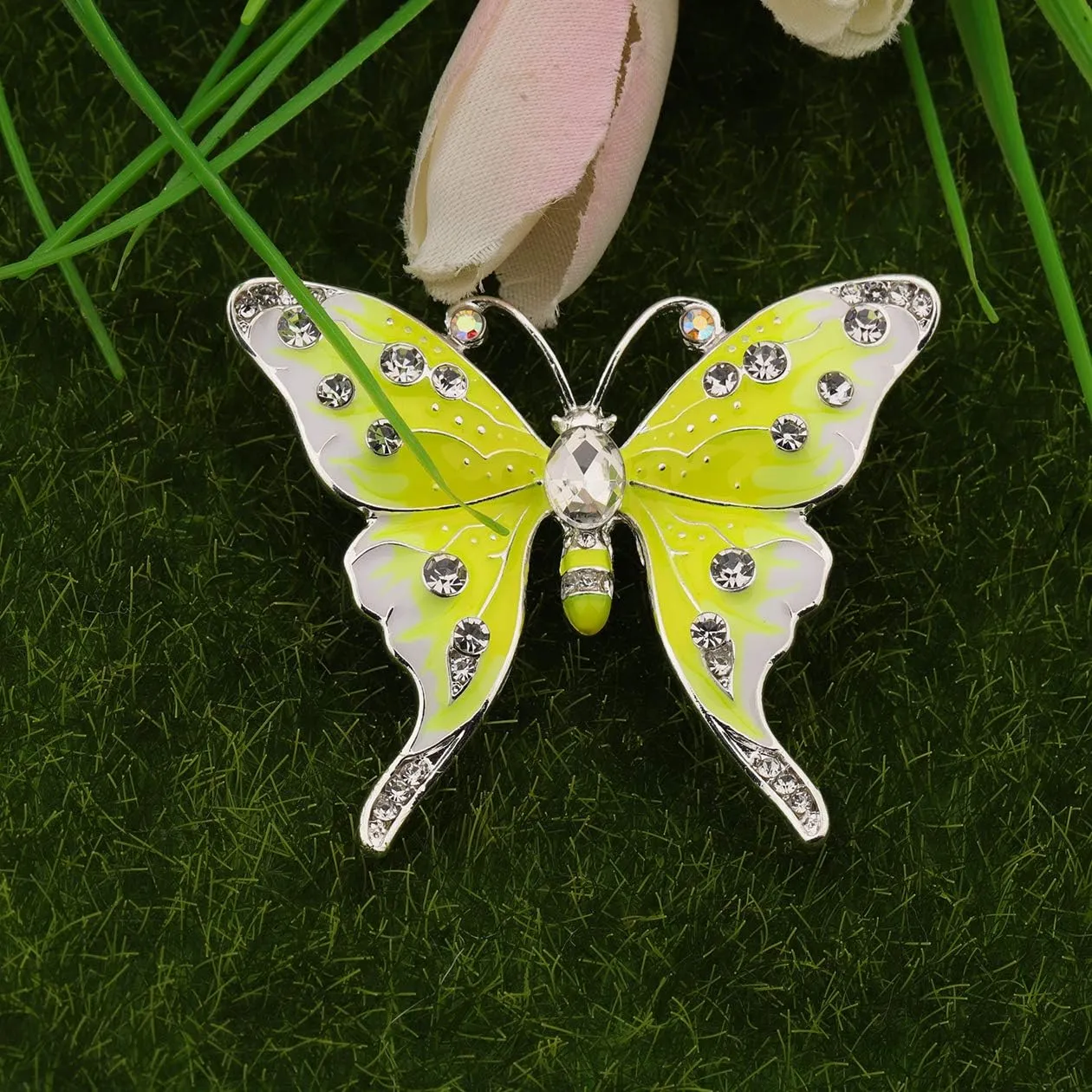 FEELMEM Crystal Rhinestone Butterfly Brooch Pin Blue Color Butterfly Brooches for For Women Wedding/Banquet/Birthday Party