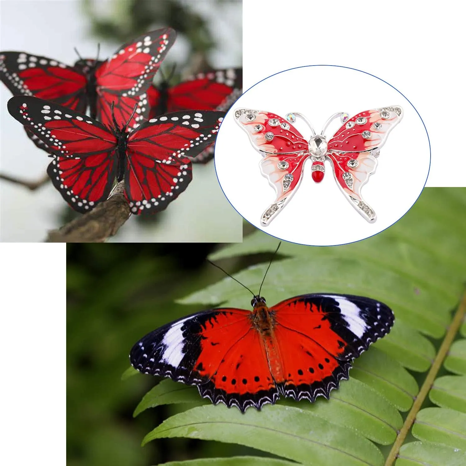 FEELMEM Crystal Rhinestone Butterfly Brooch Pin Blue Color Butterfly Brooches for For Women Wedding/Banquet/Birthday Party