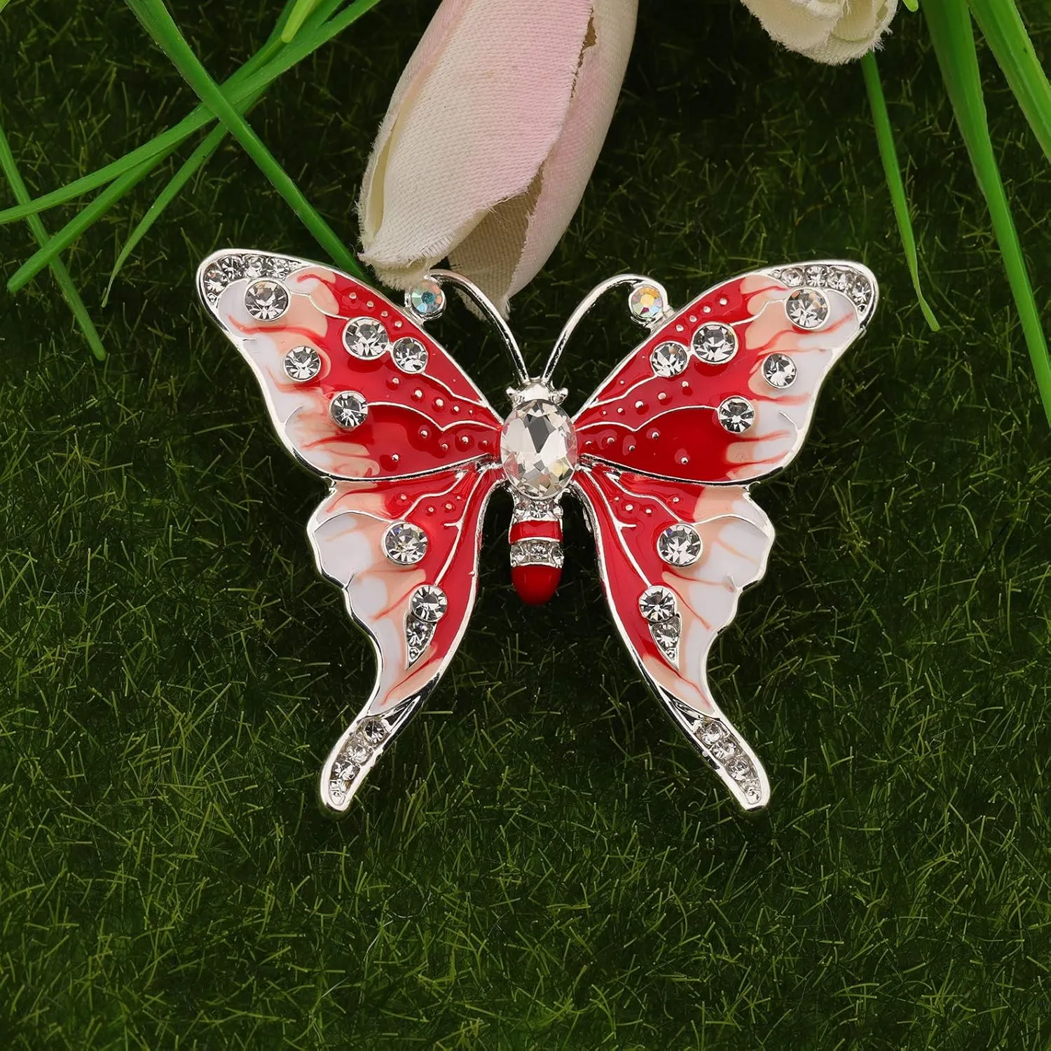 FEELMEM Crystal Rhinestone Butterfly Brooch Pin Blue Color Butterfly Brooches for For Women Wedding/Banquet/Birthday Party