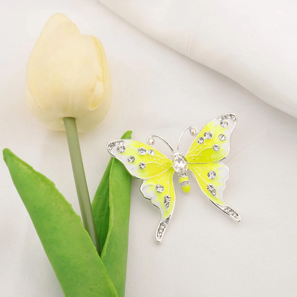 FEELMEM Crystal Rhinestone Butterfly Brooch Pin Blue Color Butterfly Brooches for For Women Wedding/Banquet/Birthday Party