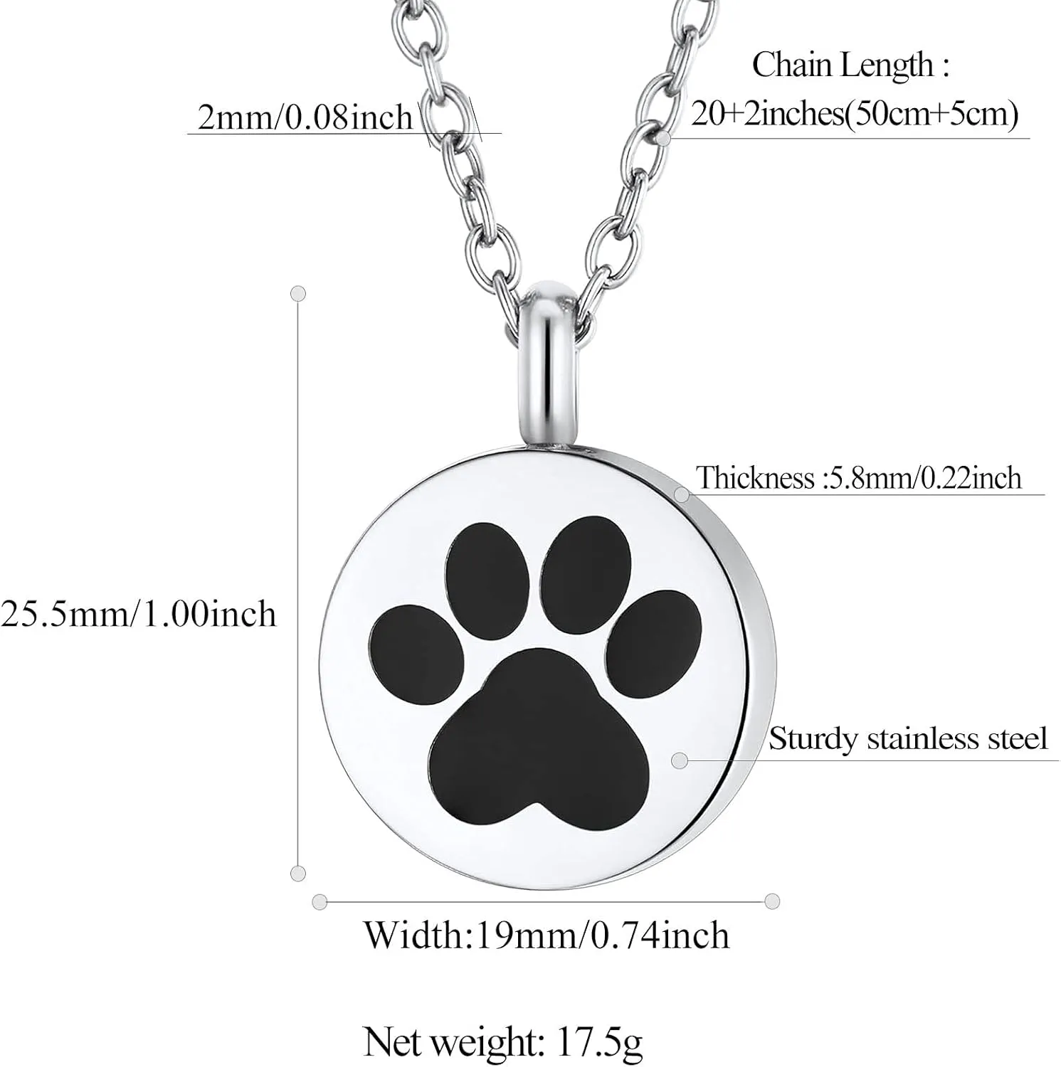 FindChic Personalized Urn Necklaces for Ashes Vertical Bar/Moon Cat/Sand Clock/Dog Claw Pendant Stainless Steel/18K Gold Plated/Black Waterproof Keepsake Cremation Jewelry with Funnel, with Gift Box