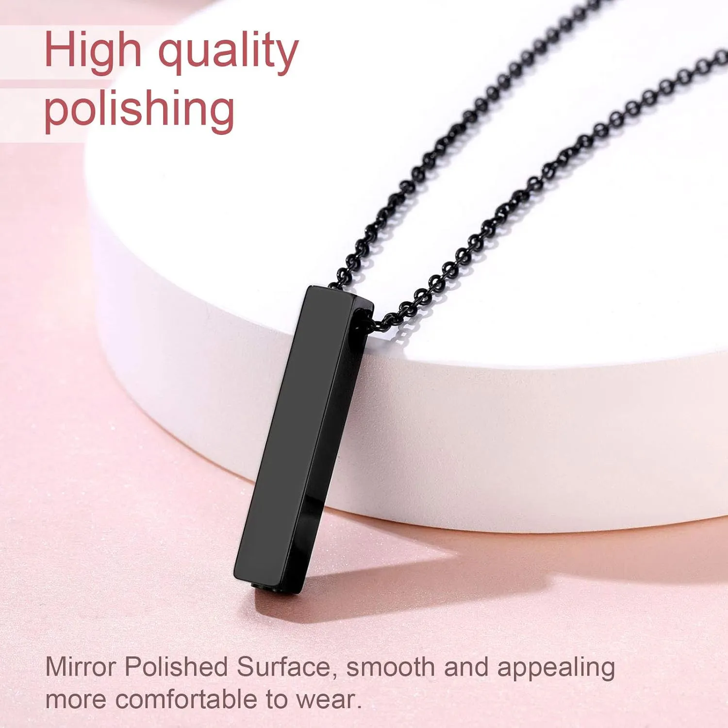 FindChic Personalized Urn Necklaces for Ashes Vertical Bar/Moon Cat/Sand Clock/Dog Claw Pendant Stainless Steel/18K Gold Plated/Black Waterproof Keepsake Cremation Jewelry with Funnel, with Gift Box