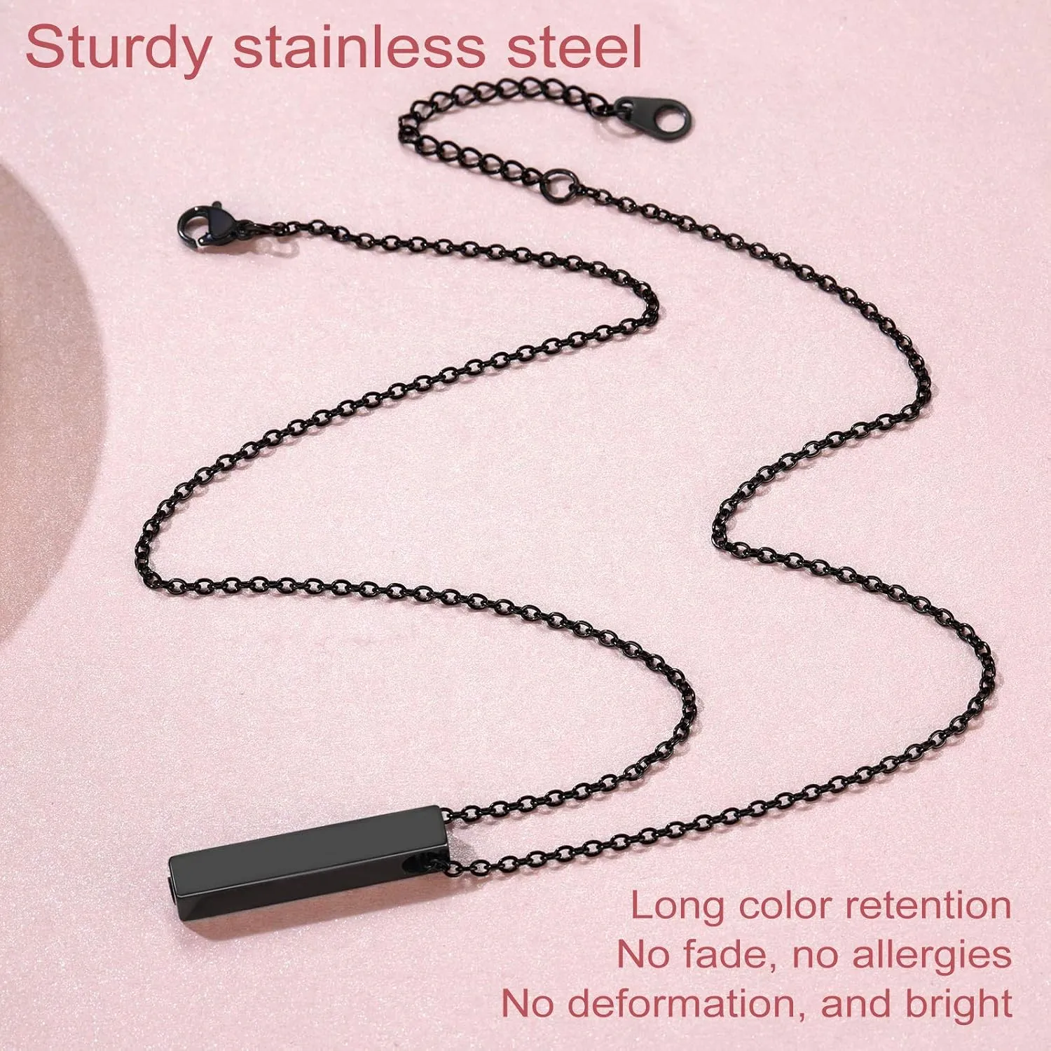 FindChic Personalized Urn Necklaces for Ashes Vertical Bar/Moon Cat/Sand Clock/Dog Claw Pendant Stainless Steel/18K Gold Plated/Black Waterproof Keepsake Cremation Jewelry with Funnel, with Gift Box