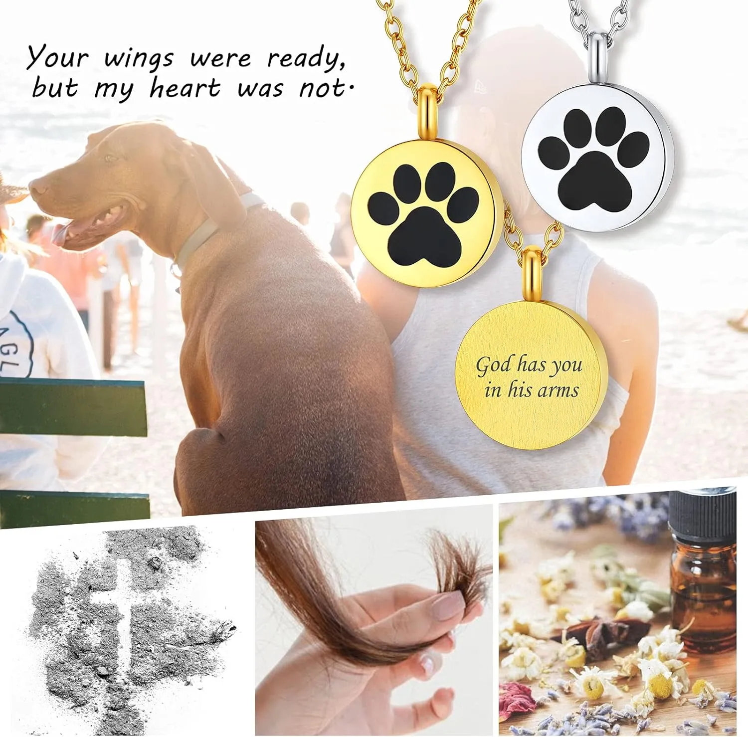 FindChic Personalized Urn Necklaces for Ashes Vertical Bar/Moon Cat/Sand Clock/Dog Claw Pendant Stainless Steel/18K Gold Plated/Black Waterproof Keepsake Cremation Jewelry with Funnel, with Gift Box