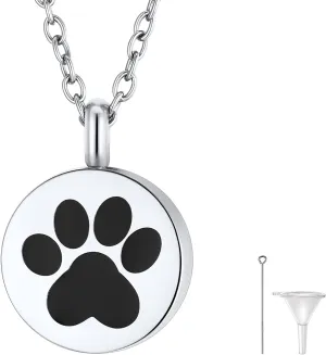 FindChic Personalized Urn Necklaces for Ashes Vertical Bar/Moon Cat/Sand Clock/Dog Claw Pendant Stainless Steel/18K Gold Plated/Black Waterproof Keepsake Cremation Jewelry with Funnel, with Gift Box