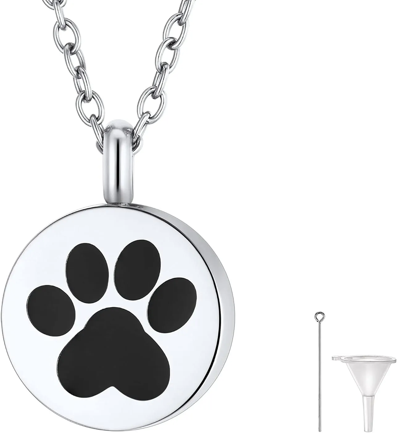 FindChic Personalized Urn Necklaces for Ashes Vertical Bar/Moon Cat/Sand Clock/Dog Claw Pendant Stainless Steel/18K Gold Plated/Black Waterproof Keepsake Cremation Jewelry with Funnel, with Gift Box
