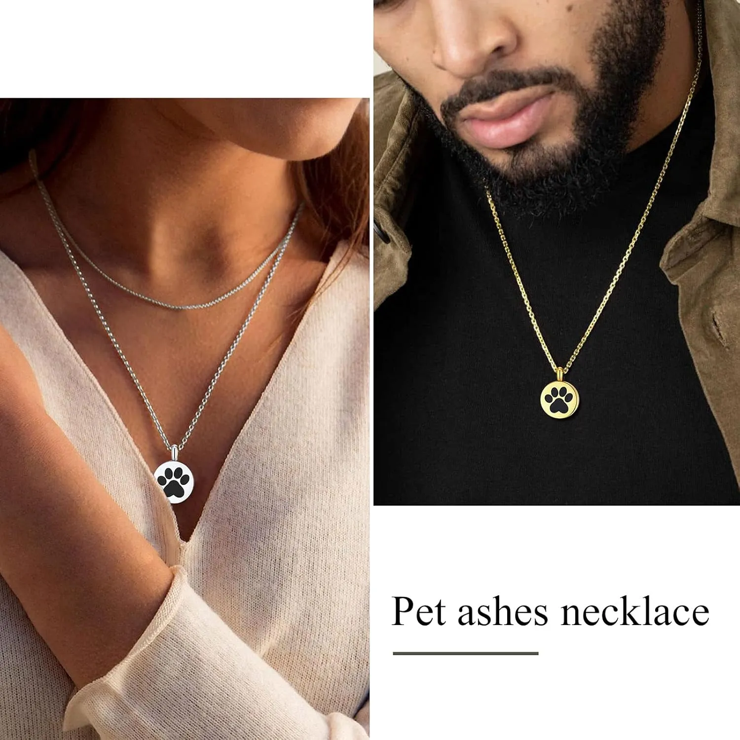 FindChic Personalized Urn Necklaces for Ashes Vertical Bar/Moon Cat/Sand Clock/Dog Claw Pendant Stainless Steel/18K Gold Plated/Black Waterproof Keepsake Cremation Jewelry with Funnel, with Gift Box