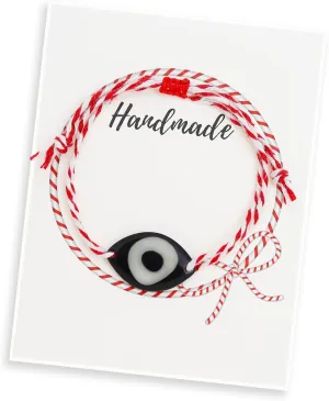 Flat Evil Eye Charm Bracelets for Women, Handmade Red String Adjustable Friendship Protection Bracelet Holiday Jewelry Gifts.