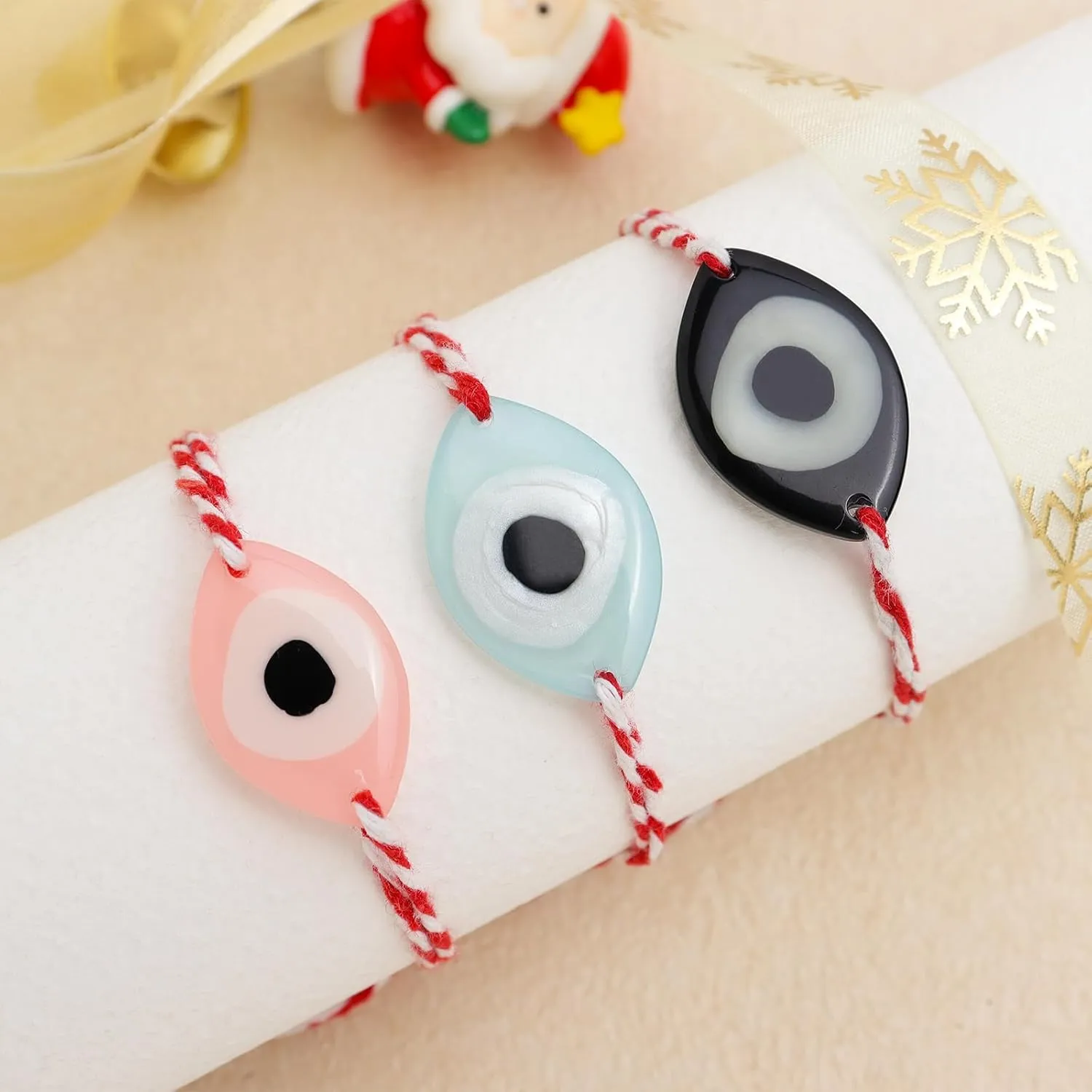 Flat Evil Eye Charm Bracelets for Women, Handmade Red String Adjustable Friendship Protection Bracelet Holiday Jewelry Gifts.