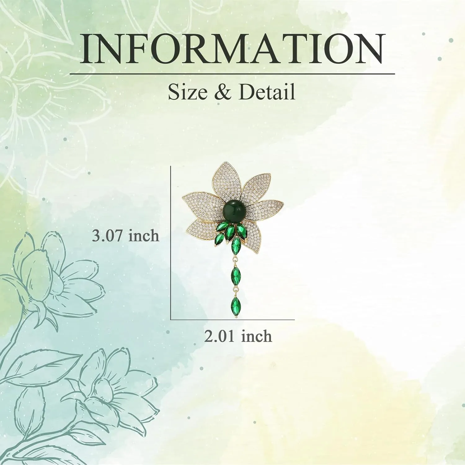 Flower Brooch for Women Girls Flower Rhinestone Brooch Gold Plated Lapel Pin Clothing Accessory Wedding Gift Fashion Jewelry for Mom Wife