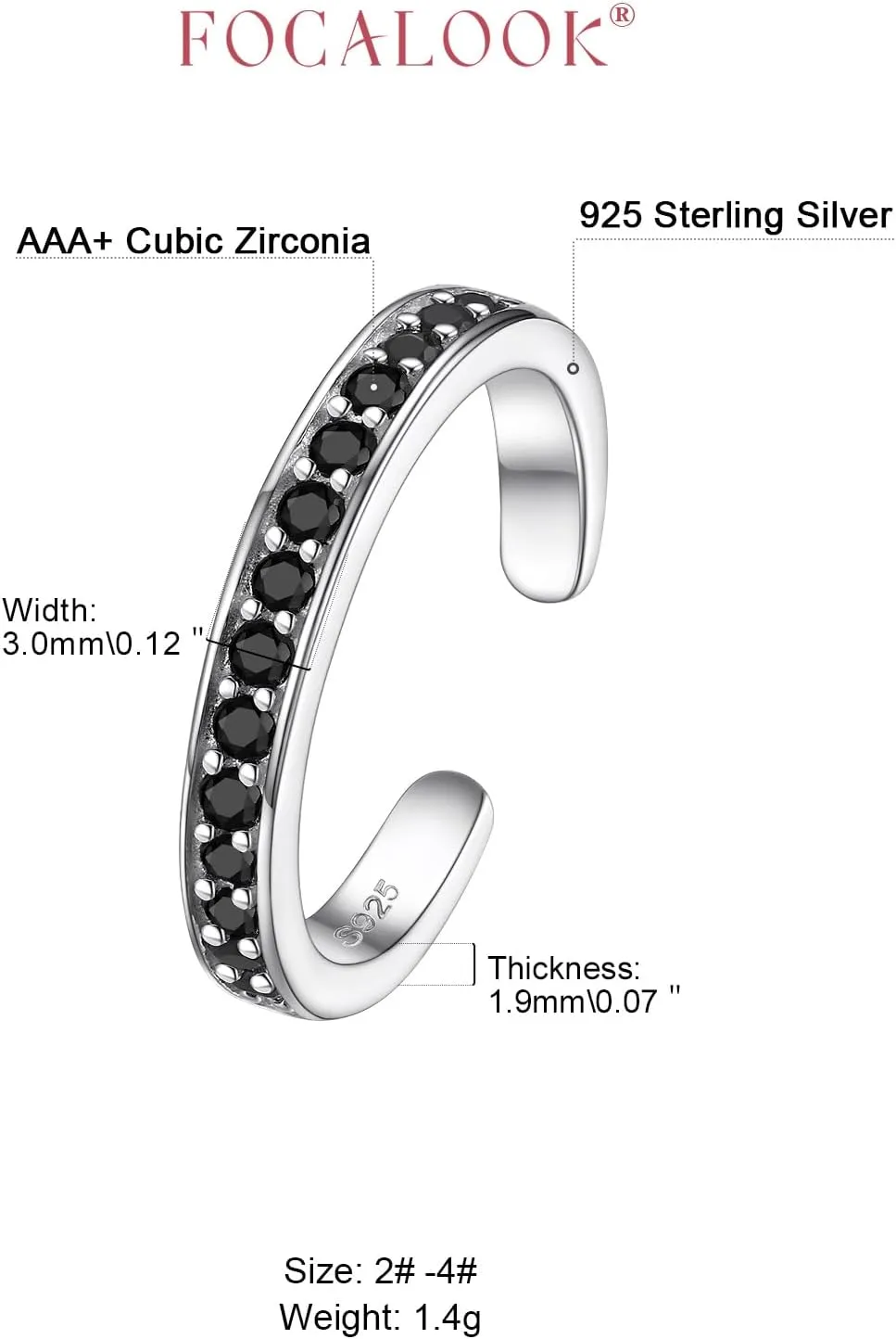 FOCALOOK Toe Ring for Women, 925 Sterling Silver Adjustable Open Toe Ring Hypoallergenic Beach Foot Jewelry for Summer Holiday(With Gift Box)