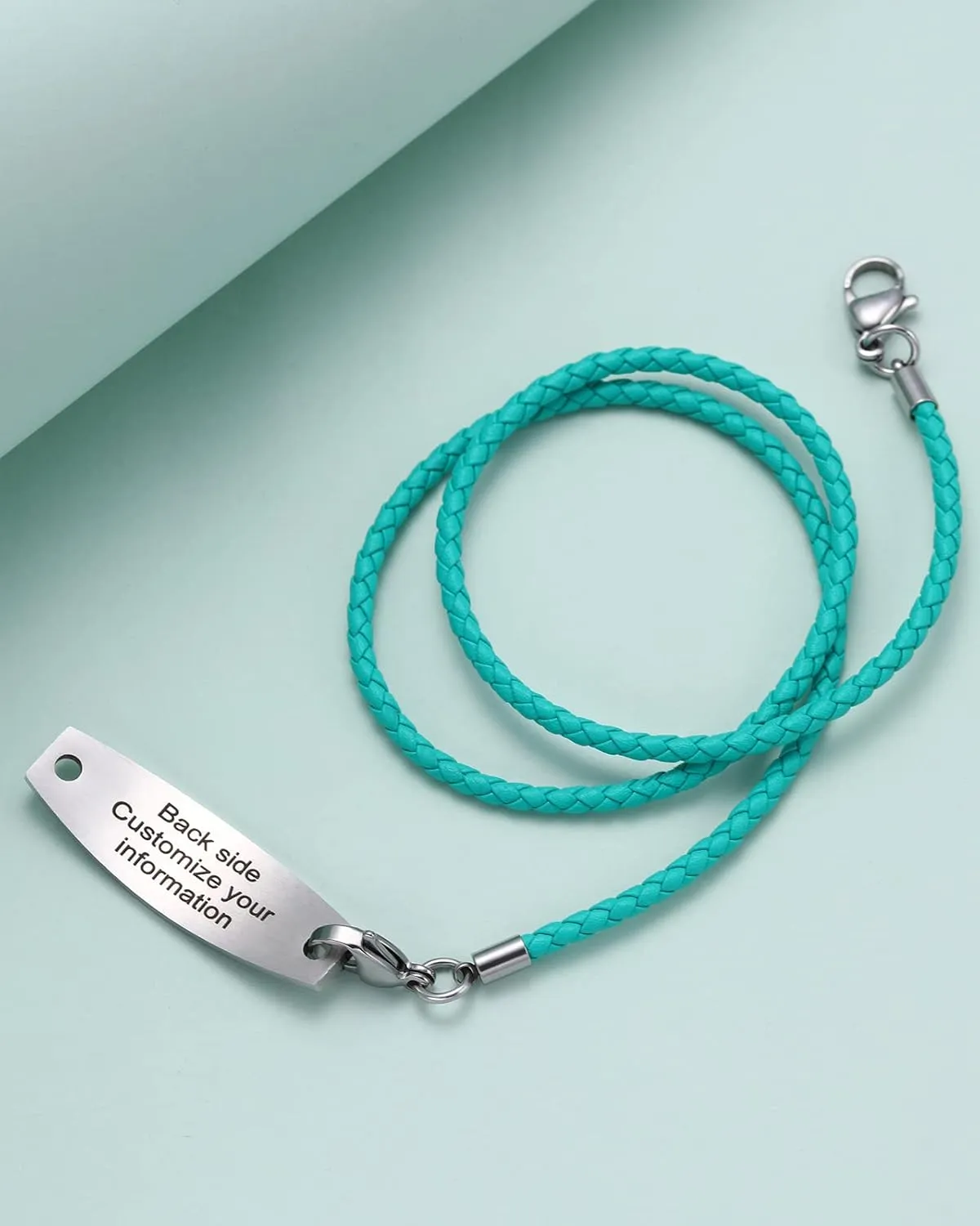 Free Engraving Medical Alert Bracelets for Women & Men with Rolo Leather Rope | Interchangeable Replacement Bracelet | Stainless Steel Personalized Medical ID Tag