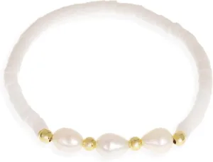 Freshwater Pearl Heishi Clay Beads Bracelets for Women, Dainty Handmade Stackable stretch Friendship Bracelet Summer Beach Jewelry Gift