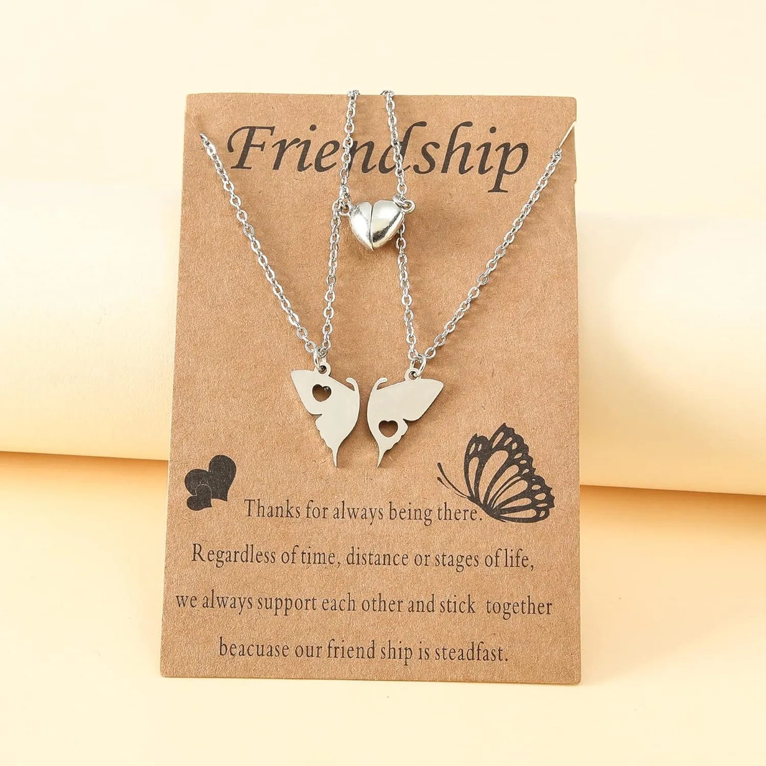 Friendship Necklace 2 Best Friends BFF Necklace Gift Card Clasp Heart Clavicle Necklace Long Distance Birthday Gift