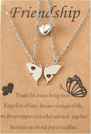 Friendship Necklace 2 Best Friends BFF Necklace Gift Card Clasp Heart Clavicle Necklace Long Distance Birthday Gift