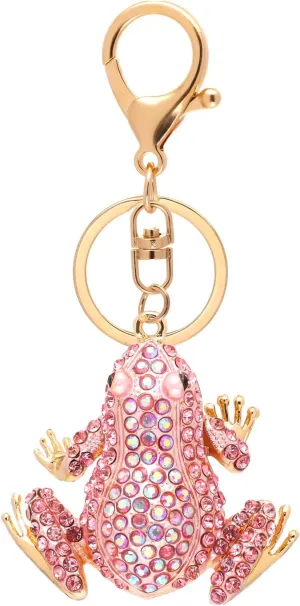 Frog Keychain Crystal Rhinestone Sparkling Keychain Cute Keychain Bag Pendant Handbag Purse Charm for Women Girls
