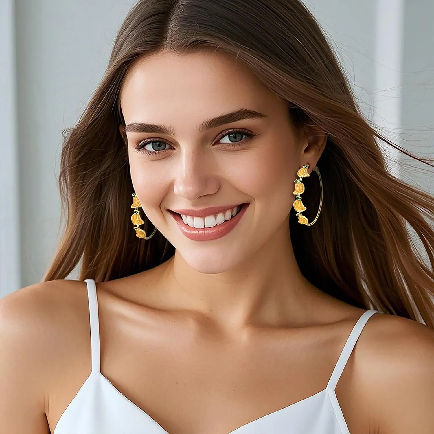 Fruit Earrings for Women Strawberry Pineapple Watermelon Cherry Hoop Earrings Summer Beach Tropical Jewelry Gifts