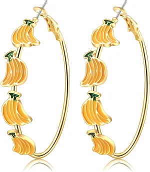 Fruit Earrings for Women Strawberry Pineapple Watermelon Cherry Hoop Earrings Summer Beach Tropical Jewelry Gifts