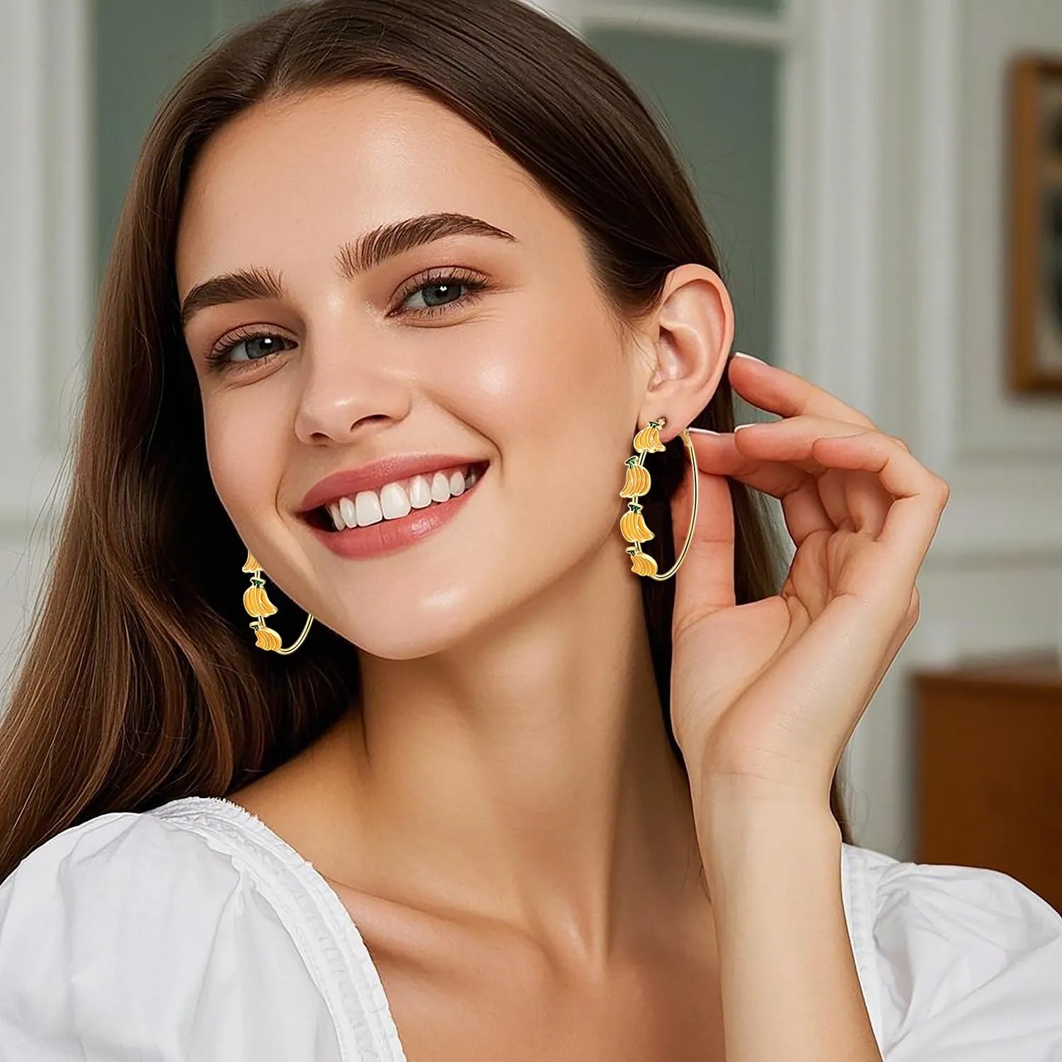 Fruit Earrings for Women Strawberry Pineapple Watermelon Cherry Hoop Earrings Summer Beach Tropical Jewelry Gifts