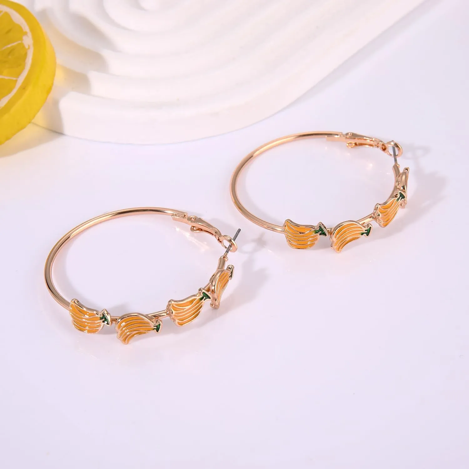 Fruit Earrings for Women Strawberry Pineapple Watermelon Cherry Hoop Earrings Summer Beach Tropical Jewelry Gifts