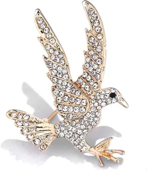 Full Rhinestone Pigeon Dove Bird Brooch For Unisex Collar Scarf Decoration Fashion Animal Brooches Pin Jewelry Accessories for Women Men