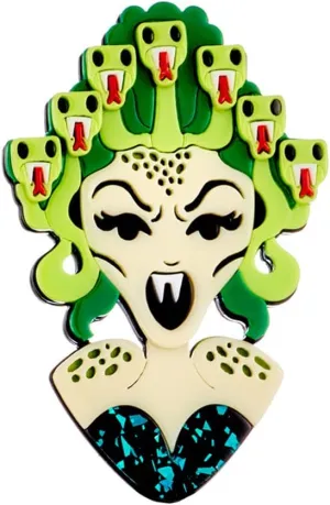 Funny Witch Snake Head Acrylic Brooch Pin for Women Girls Personalized Clothing Brooches Lapel Pins Punk Halloween Jewelry Gift for Bff Birthday
