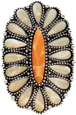 Fuqimanman2020 Western Turquoise Flower Lightning Bolt Adjustable Ring Natural Green Stone Thunder Flash for Women Cowgirls Punk Party Statement Jewelry