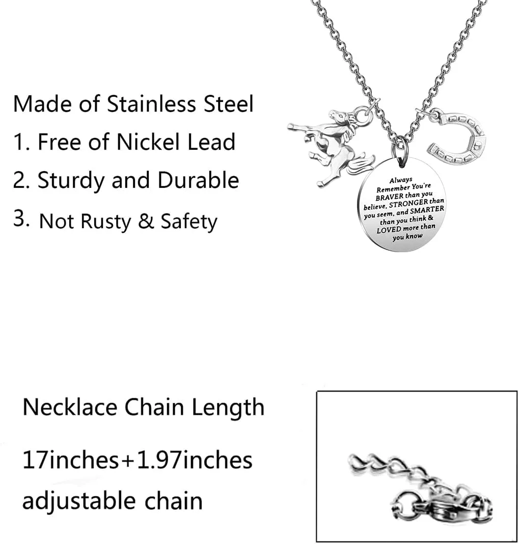 FUSTMW Horse Pendant Necklace Horse Lover Gifts for Horse Rider Equestrian Gifts Horse Horse Inspirational Gift