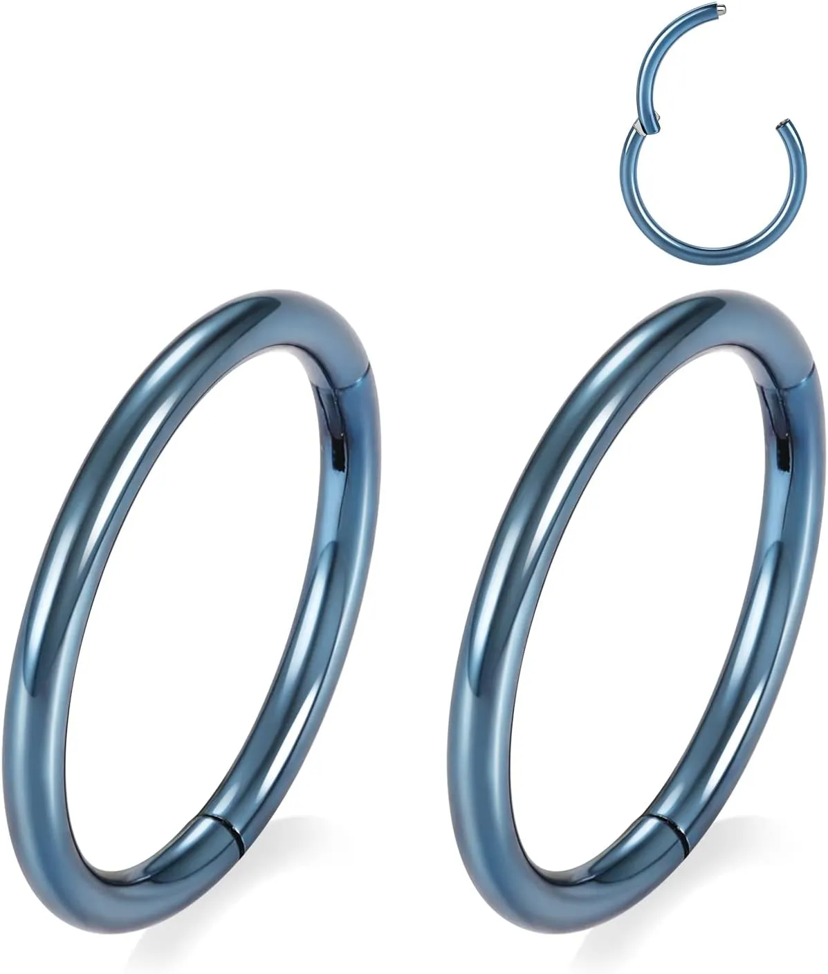 GAGABODY 2 Pcs Nose Rings 20G 18G 16G 14G 12G 10G 8G Surgical Steel Piercing Rings for Nose Septum Cartilage Helix Tragus Conch Rook Daith Lobe from 5mm to 16mm Seamless Hoop Unisex Hinged Earrings