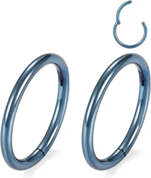 GAGABODY 2 Pcs Nose Rings 20G 18G 16G 14G 12G 10G 8G Surgical Steel Piercing Rings for Nose Septum Cartilage Helix Tragus Conch Rook Daith Lobe from 5mm to 16mm Seamless Hoop Unisex Hinged Earrings