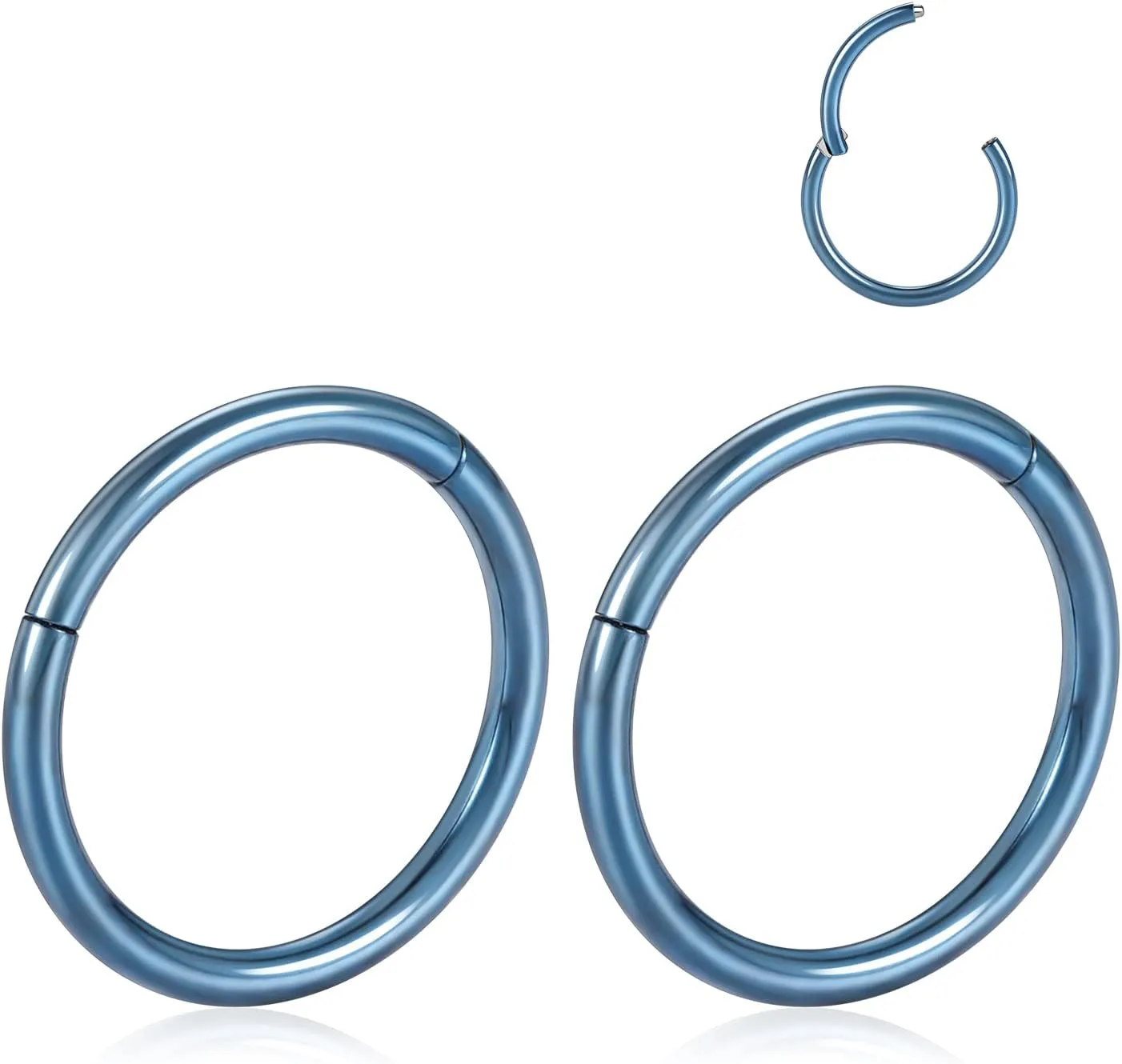 GAGABODY 2 Pcs Nose Rings 20G 18G 16G 14G 12G 10G 8G Surgical Steel Piercing Rings for Nose Septum Cartilage Helix Tragus Conch Rook Daith Lobe from 5mm to 16mm Seamless Hoop Unisex Hinged Earrings