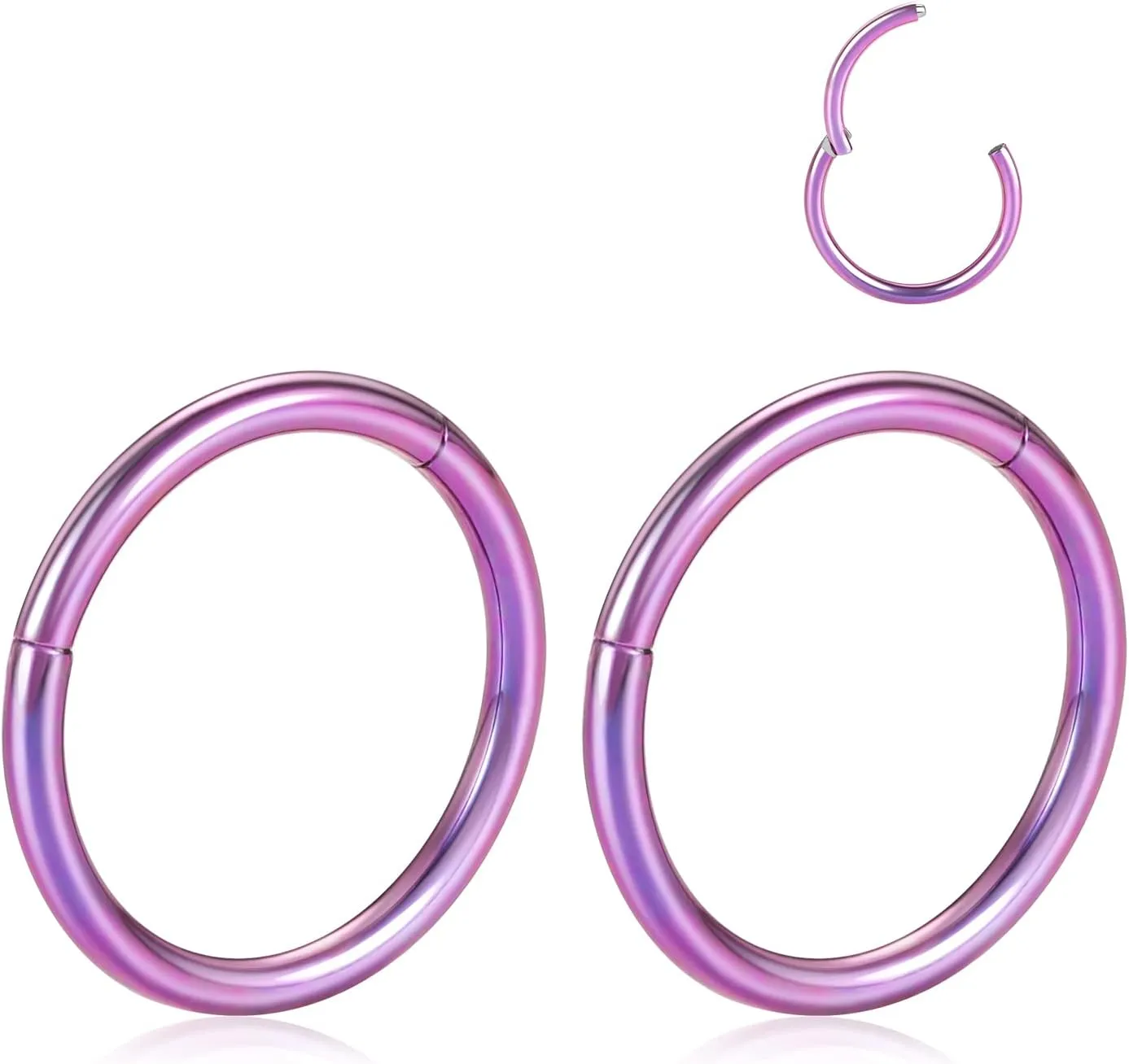 GAGABODY 2 Pcs Nose Rings 20G 18G 16G 14G 12G 10G 8G Surgical Steel Piercing Rings for Nose Septum Cartilage Helix Tragus Conch Rook Daith Lobe from 5mm to 16mm Seamless Hoop Unisex Hinged Earrings