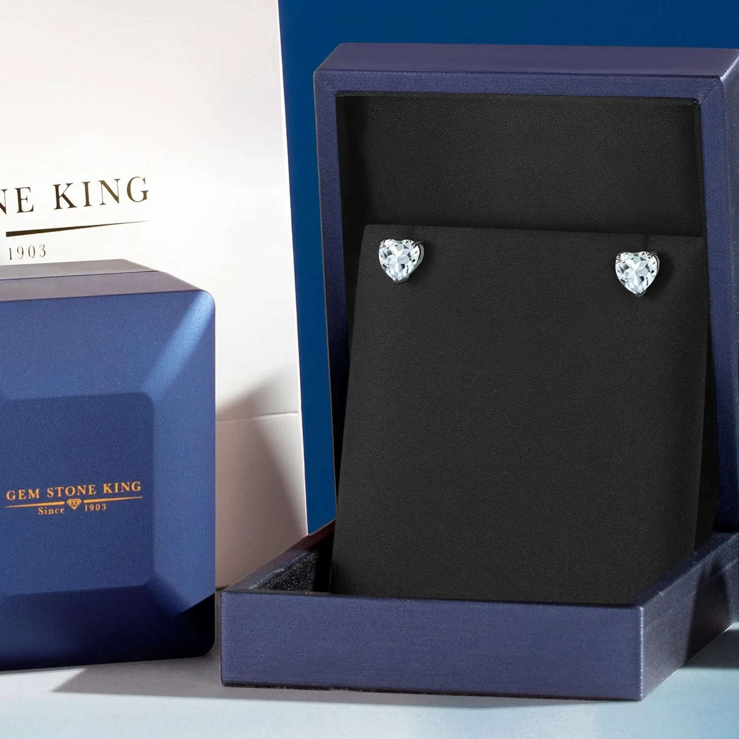 Gem Stone King 14K White Gold 6MM Heart Shape Gemstone Birthstone Stud Earrings | Gold Earrings For Women Men | Fine Jewelry Gifts for Her Mom Women Wife