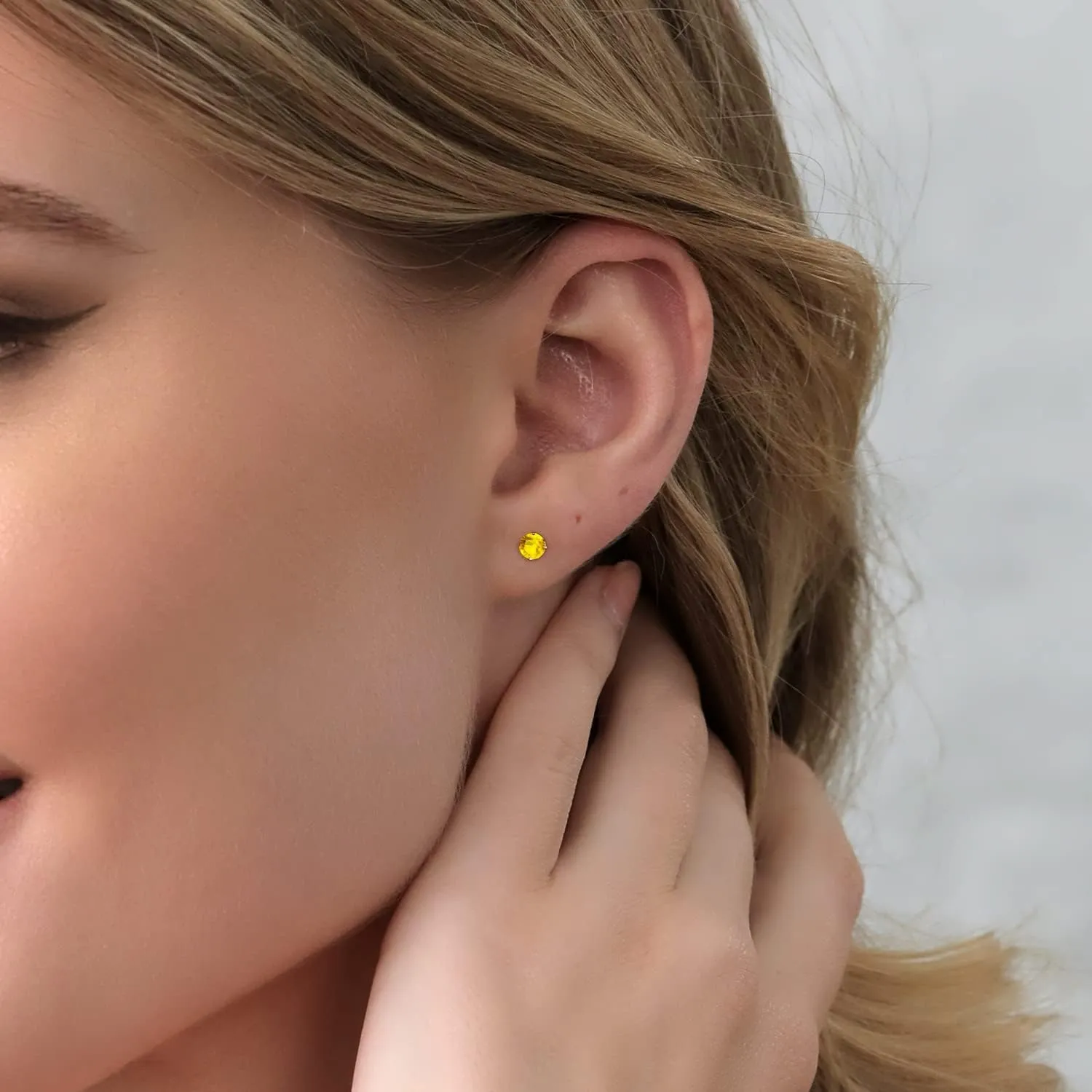 Gem Stone King 18K Rose Gold Plated Silver 4MM Round Gemstone Birthstone Stud Earrings for Women and Men | Classic Solitaire with Secure Backs | Elegant Everyday Jewelry for Her or Him