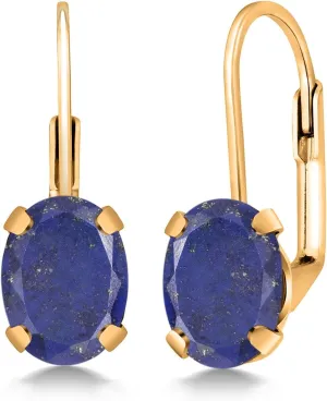 Gem Stone King 18K Yellow Gold Plated Silver Purple Amethyst Earrings for | 3.10 Cttw | Gemstone February Birthstone | Oval 8X6MM