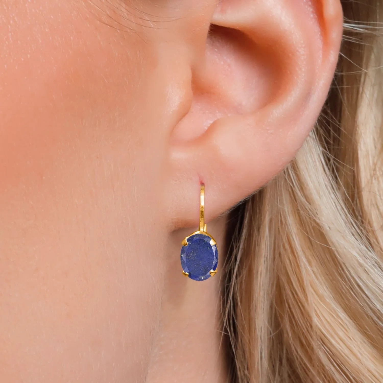 Gem Stone King 18K Yellow Gold Plated Silver Purple Amethyst Earrings for | 3.10 Cttw | Gemstone February Birthstone | Oval 8X6MM
