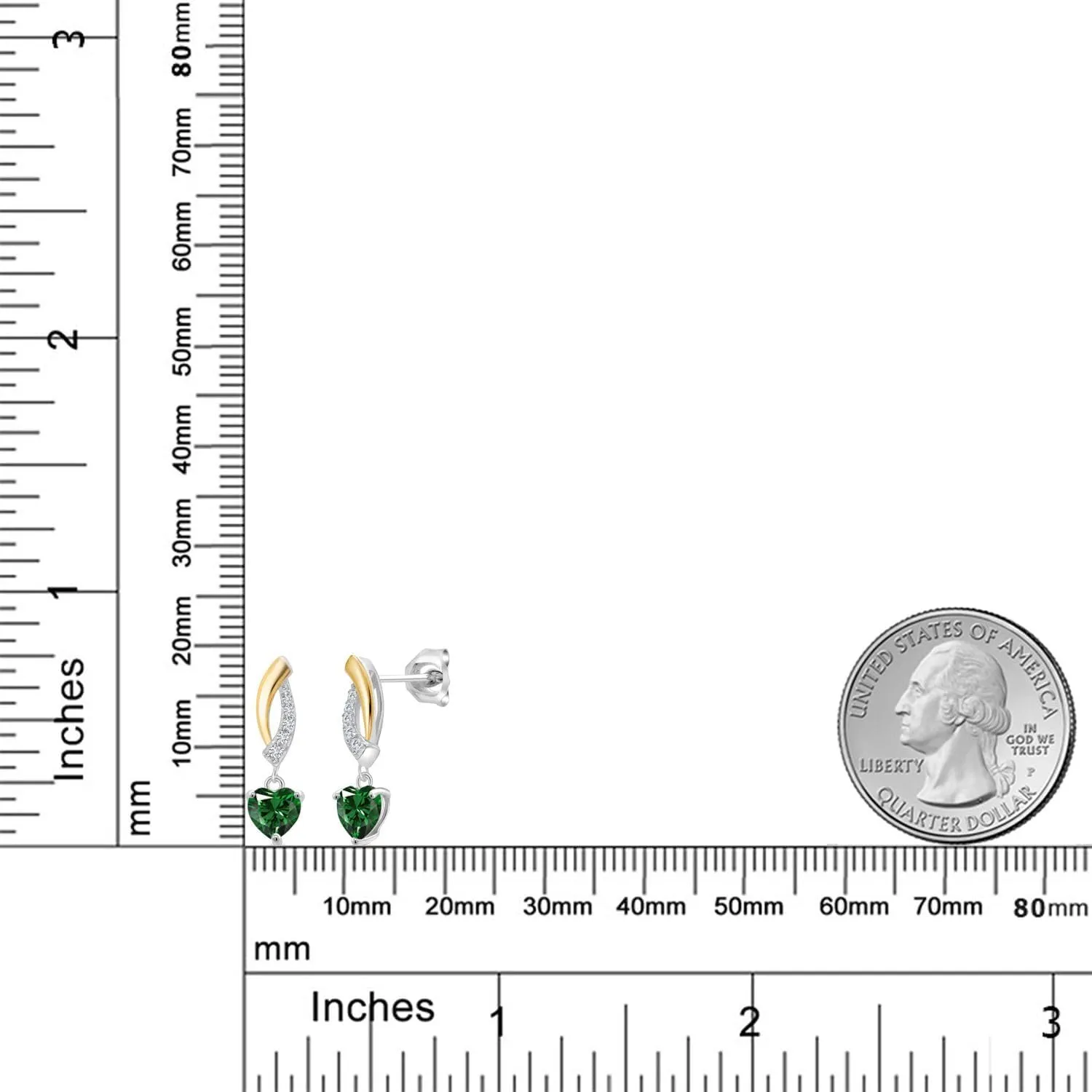 Gem Stone King 5MM Heart Shape Gemstone Birthstone and Lab Grown Diamond Dangle Earrings for Women | 925 Silver and 10K Yellow Gold | Fine Jewelry Gifts for Her Mom Women Wife