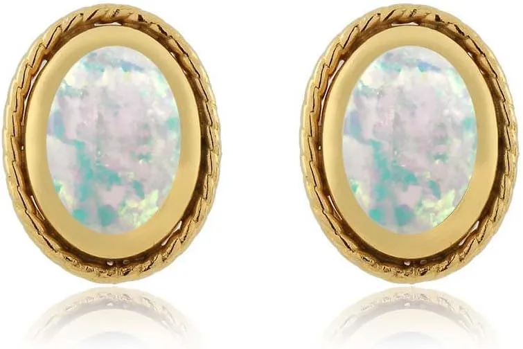 Gem Stone King 7X5MM Oval Gemstone Birthstone Stud Earrings for Women and Men in 18K Yellow Gold Plated Silver | Fine Jewelry for Her Him Mom Dad Wife
